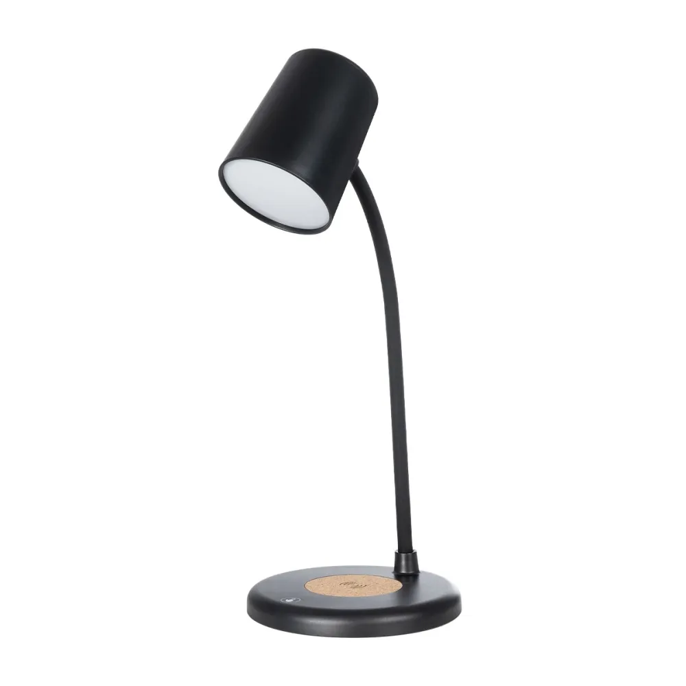 GLOBOSTAR® LUCORA 76556 Μοντέρνο Επιτραπέζιο Φωτιστικό Γραφείου με Ασύρματη Φόρτιση 10W 2A & 4W Bluetooth Ηχείο LED 3W 300lm 120° DC 5V με USB-C IP20 Ρυθμιζόμενο Λευκό CCT με Αφή 2700K/4500K/6000K Dimmable - Sanan SMD Chip - Μαύρο - Μ12 x Π12 x Υ32cm 