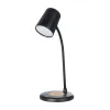 GLOBOSTAR® LUCORA 76556 Μοντέρνο Επιτραπέζιο Φωτιστικό Γραφείου με Ασύρματη Φόρτιση 10W 2A & 4W Bluetooth Ηχείο LED 3W 300lm 120° DC 5V με USB-C IP20 Ρυθμιζόμενο Λευκό CCT με Αφή 2700K/4500K/6000K Dimmable - Sanan SMD Chip - Μαύρο - Μ12 x Π12 x Υ32cm 