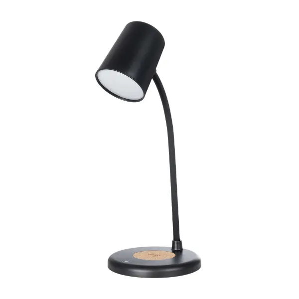 GLOBOSTAR® LUCORA 76556 Μοντέρνο Επιτραπέζιο Φωτιστικό Γραφείου με Ασύρματη Φόρτιση 10W 2A & 4W Bluetooth Ηχείο LED 3W 300lm 120° DC 5V με USB-C IP20 Ρυθμιζόμενο Λευκό CCT με Αφή 2700K/4500K/6000K Dimmable - Sanan SMD Chip - Μαύρο - Μ12 x Π12 x Υ32cm 
