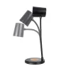 GLOBOSTAR® LUCORA 76556 Μοντέρνο Επιτραπέζιο Φωτιστικό Γραφείου με Ασύρματη Φόρτιση 10W 2A & 4W Bluetooth Ηχείο LED 3W 300lm 120° DC 5V με USB-C IP20 Ρυθμιζόμενο Λευκό CCT με Αφή 2700K/4500K/6000K Dimmable - Sanan SMD Chip - Μαύρο - Μ12 x Π12 x Υ32cm 