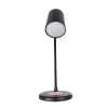GLOBOSTAR® LUCORA 76556 Μοντέρνο Επιτραπέζιο Φωτιστικό Γραφείου με Ασύρματη Φόρτιση 10W 2A & 4W Bluetooth Ηχείο LED 3W 300lm 120° DC 5V με USB-C IP20 Ρυθμιζόμενο Λευκό CCT με Αφή 2700K/4500K/6000K Dimmable - Sanan SMD Chip - Μαύρο - Μ12 x Π12 x Υ32cm 