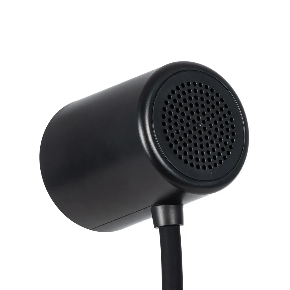GLOBOSTAR® LUCORA 76556 Μοντέρνο Επιτραπέζιο Φωτιστικό Γραφείου με Ασύρματη Φόρτιση 10W 2A & 4W Bluetooth Ηχείο LED 3W 300lm 120° DC 5V με USB-C IP20 Ρυθμιζόμενο Λευκό CCT με Αφή 2700K/4500K/6000K Dimmable - Sanan SMD Chip - Μαύρο - Μ12 x Π12 x Υ32cm 