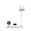 GLOBOSTAR® OLDY 76557 Μοντέρνο Επιτραπέζιο Φωτιστικό Γραφείου με Ασύρματη Φόρτιση 15W 3A, 5W Bluetooth Ηχείο & Ψηφιακό Ρολόι LED 3W 300lm 120° DC 5V με USB-C IP20 Ρυθμιζόμενο Λευκό CCT με Αφή 2700K/4500K/6000K Dimmable - Sanan SMD Chip - Λευκό - Μ13 x