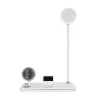 GLOBOSTAR® OLDY 76557 Μοντέρνο Επιτραπέζιο Φωτιστικό Γραφείου με Ασύρματη Φόρτιση 15W 3A, 5W Bluetooth Ηχείο & Ψηφιακό Ρολόι LED 3W 300lm 120° DC 5V με USB-C IP20 Ρυθμιζόμενο Λευκό CCT με Αφή 2700K/4500K/6000K Dimmable - Sanan SMD Chip - Λευκό - Μ13 x
