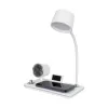 GLOBOSTAR® OLDY 76557 Μοντέρνο Επιτραπέζιο Φωτιστικό Γραφείου με Ασύρματη Φόρτιση 15W 3A, 5W Bluetooth Ηχείο & Ψηφιακό Ρολόι LED 3W 300lm 120° DC 5V με USB-C IP20 Ρυθμιζόμενο Λευκό CCT με Αφή 2700K/4500K/6000K Dimmable - Sanan SMD Chip - Λευκό - Μ13 x
