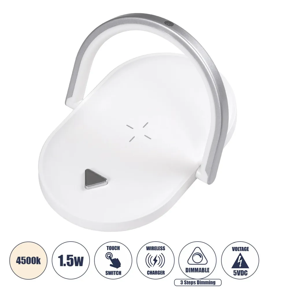 GloboStar® ECLIPSE 76559 Επιτραπέζιο Φωτιστικό Πορτατίφ LED 15W 1200lm 180° AC 220-240V IP20 Φυσικό Λευκό 4500K Dimmable Λευκό Πλαστικό - Μ17 x Π13 x Υ10cm - 2 Xρόνια Εγγύηση