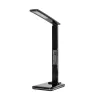 GLOBOSTAR® ZENTIME 76564 Μοντέρνο Επιτραπέζιο Φωτιστικό Γραφείου με Ασύρματη Φόρτιση 10W 2A & Ψηφιακό Ρολόι LED 3.5W 350lm 120° DC 5V με USB-C IP20 Ρυθμιζόμενο Λευκό CCT με Αφή 2700K/4500K/6000K Dimmable - Sanan SMD Chip - Μαύρο - Μ18 x Π12 x Υ40cm - 