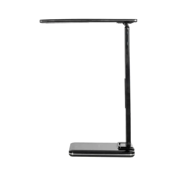GLOBOSTAR® ZENTIME 76564 Μοντέρνο Επιτραπέζιο Φωτιστικό Γραφείου με Ασύρματη Φόρτιση 10W 2A & Ψηφιακό Ρολόι LED 3.5W 350lm 120° DC 5V με USB-C IP20 Ρυθμιζόμενο Λευκό CCT με Αφή 2700K/4500K/6000K Dimmable - Sanan SMD Chip - Μαύρο - Μ18 x Π12 x Υ40cm - 