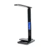 GLOBOSTAR® ZENTIME 76564 Μοντέρνο Επιτραπέζιο Φωτιστικό Γραφείου με Ασύρματη Φόρτιση 10W 2A & Ψηφιακό Ρολόι LED 3.5W 350lm 120° DC 5V με USB-C IP20 Ρυθμιζόμενο Λευκό CCT με Αφή 2700K/4500K/6000K Dimmable - Sanan SMD Chip - Μαύρο - Μ18 x Π12 x Υ40cm - 