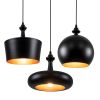 GLOBOSTAR® ROCKFORD 01287 Μοντέρνο Κρεμαστό Φωτιστικό Οροφής με Ντουί 3 x E27 AC 220-240V IP20 - Μαύρο & Χρυσό - Μ86 x Π86 x Υ30cm
