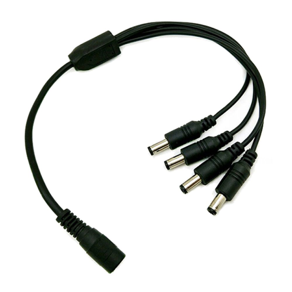 GLOBOSTAR® STRIPDC 77552 Ταχυσύνδεσμος DC Jack 5.5x2.1mm Θηλυκός σε 4 x Αρσενικούς IP20 - Μαύρο - Μ41 x Π2 x Υ1cm