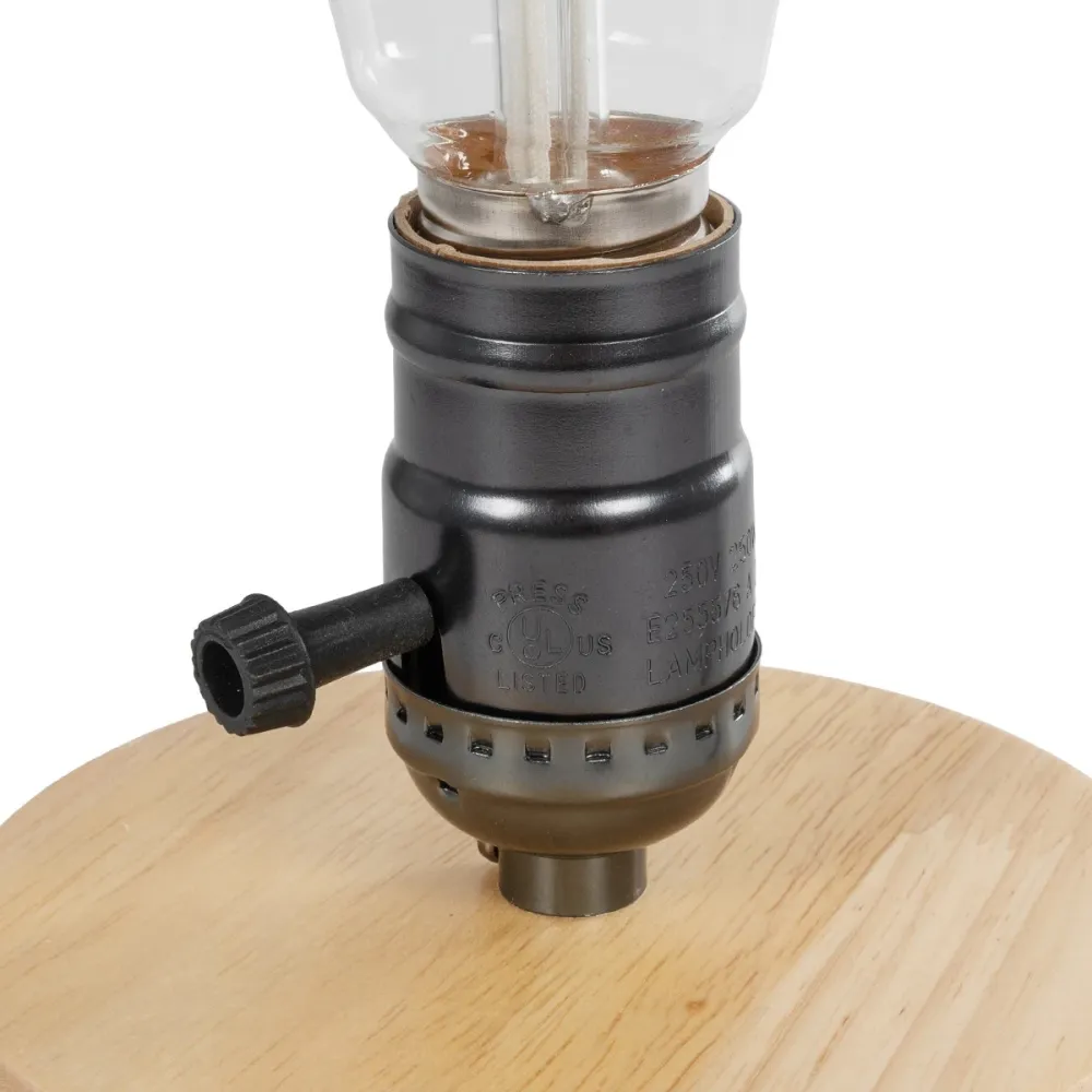 GLOBOSTAR® NOX 77700 Μοντέρνο Επιτραπέζιο Φωτιστικό Πορτατίφ με Ντουί 1 x E27 AC 220-240V IP20 - Μπεζ & Μαύρο - Μ12 x Π12 x Υ9cm