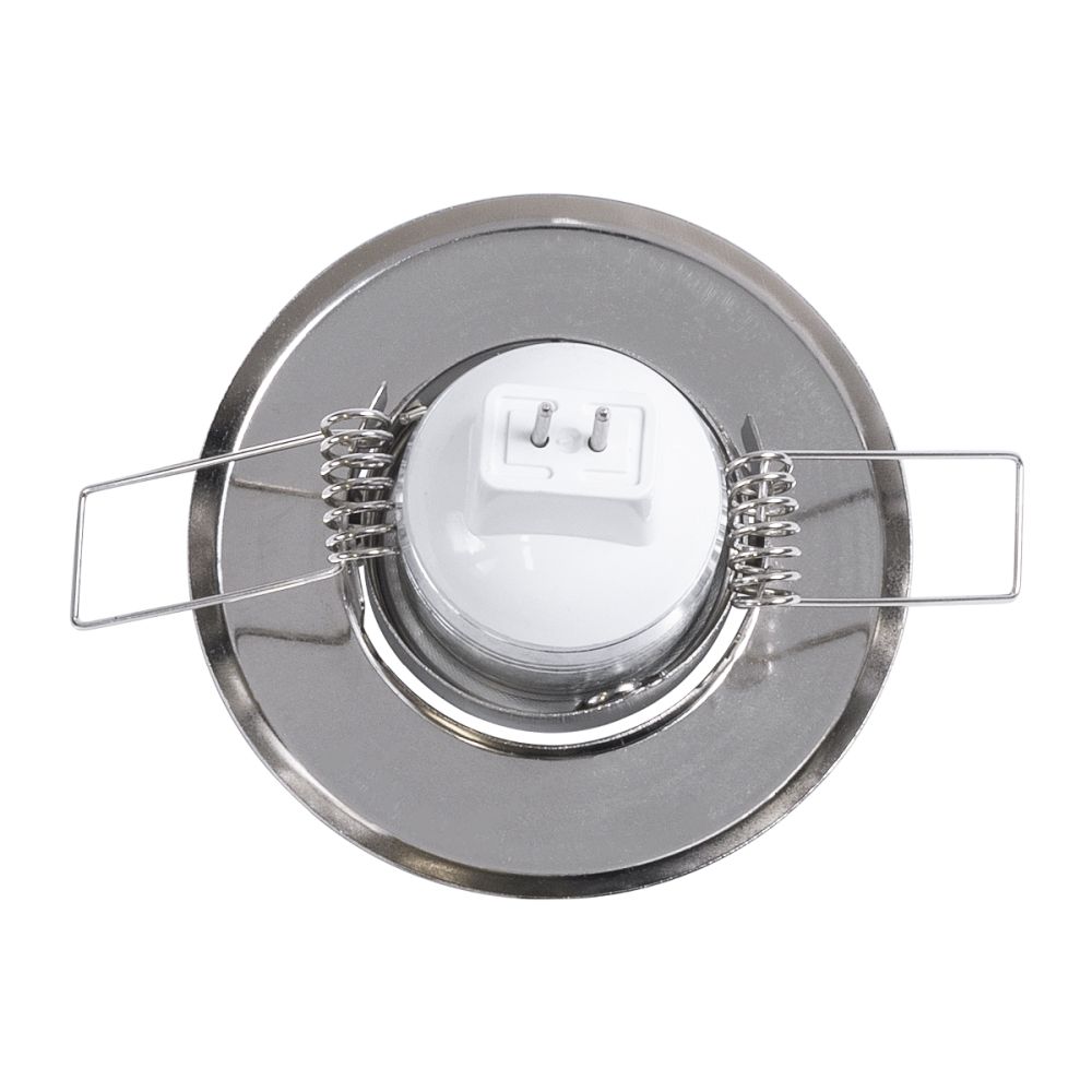 GLOBOSTAR® RAFY 77802 Χωνευτή Κινούμενη Βάση για Σποτ MR11 με Ντουί GU10/GU5.3 IP20 - Νίκελ Χρώμιο - Μ7 x Π7 x Υ2.1cm / Q5cm