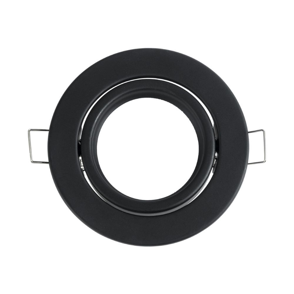 GLOBOSTAR® ORO 77815 Χωνευτή Κινούμενη Βάση για Σποτ MR16 με Ντουί GU10/GU5.3 IP20 - Μαύρο Ματ - Μ9.2 x Π9.2 x Υ2.8cm / Q7.6cm