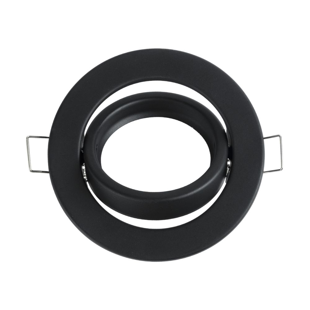 GLOBOSTAR® ORO 77815 Χωνευτή Κινούμενη Βάση για Σποτ MR16 με Ντουί GU10/GU5.3 IP20 - Μαύρο Ματ - Μ9.2 x Π9.2 x Υ2.8cm / Q7.6cm