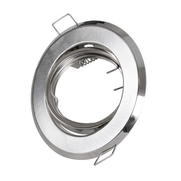 GLOBOSTAR® RAFY 77816 Χωνευτή Κινούμενη Βάση για Σποτ MR16 με Ντουί GU10/GU5.3 IP20 - Νίκελ Βούρτσας - Μ9.2 x Π9.2 x Υ3.1cm / Q7cm