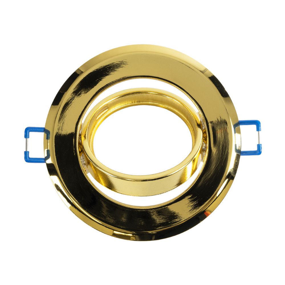 GLOBOSTAR® ORO 77818 Χωνευτή Κινούμενη Βάση για Σποτ MR16 με Ντουί GU10/GU5.3 IP20 - Χρυσό Πλατίνα - Μ9.2 x Π9.2 x Υ2.8cm / Q7.6cm