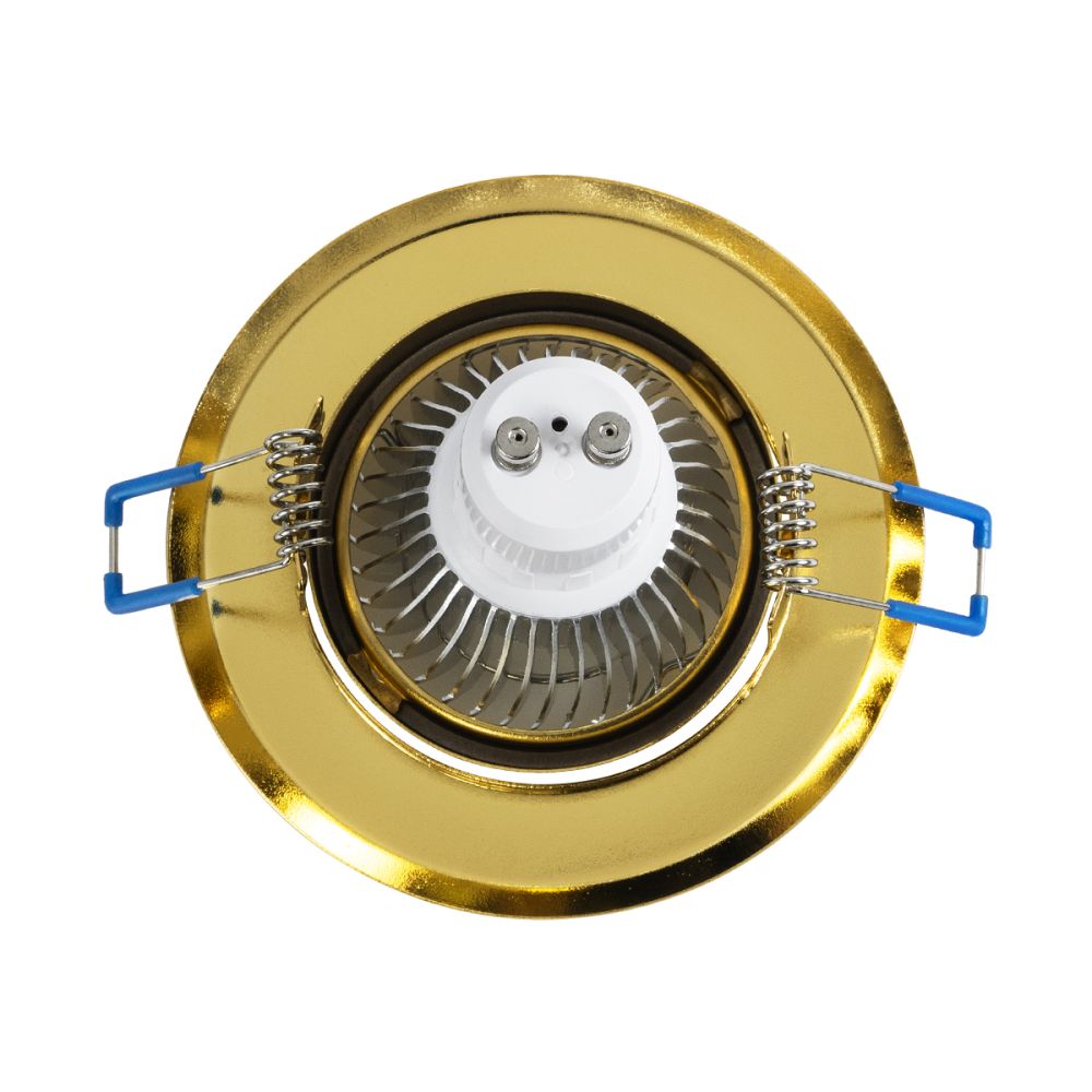 GLOBOSTAR® ORO 77818 Χωνευτή Κινούμενη Βάση για Σποτ MR16 με Ντουί GU10/GU5.3 IP20 - Χρυσό Πλατίνα - Μ9.2 x Π9.2 x Υ2.8cm / Q7.6cm