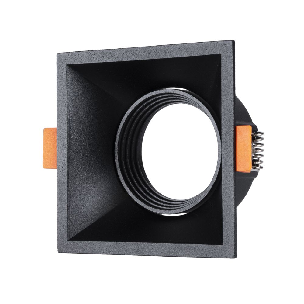 GLOBOSTAR® ALPHA 77833 Χωνευτή Κινούμενη Βάση για Σποτ MR16 με Ντουί GU10/GU5.3 IP20 - Μαύρο Ματ - Μ9 x Π9 x Υ4.5cm / Q8.3cm