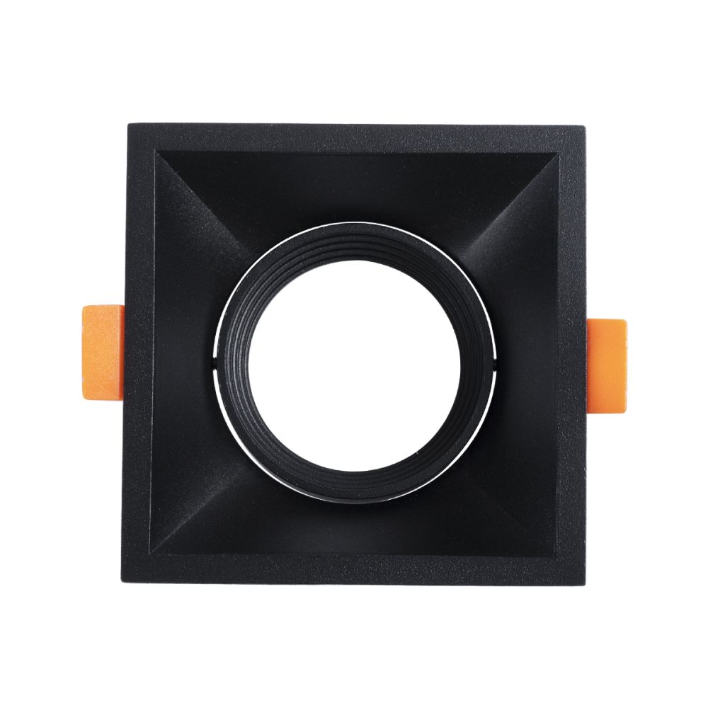 GLOBOSTAR® ALPHA 77833 Χωνευτή Κινούμενη Βάση για Σποτ MR16 με Ντουί GU10/GU5.3 IP20 - Μαύρο Ματ - Μ9 x Π9 x Υ4.5cm / Q8.3cm