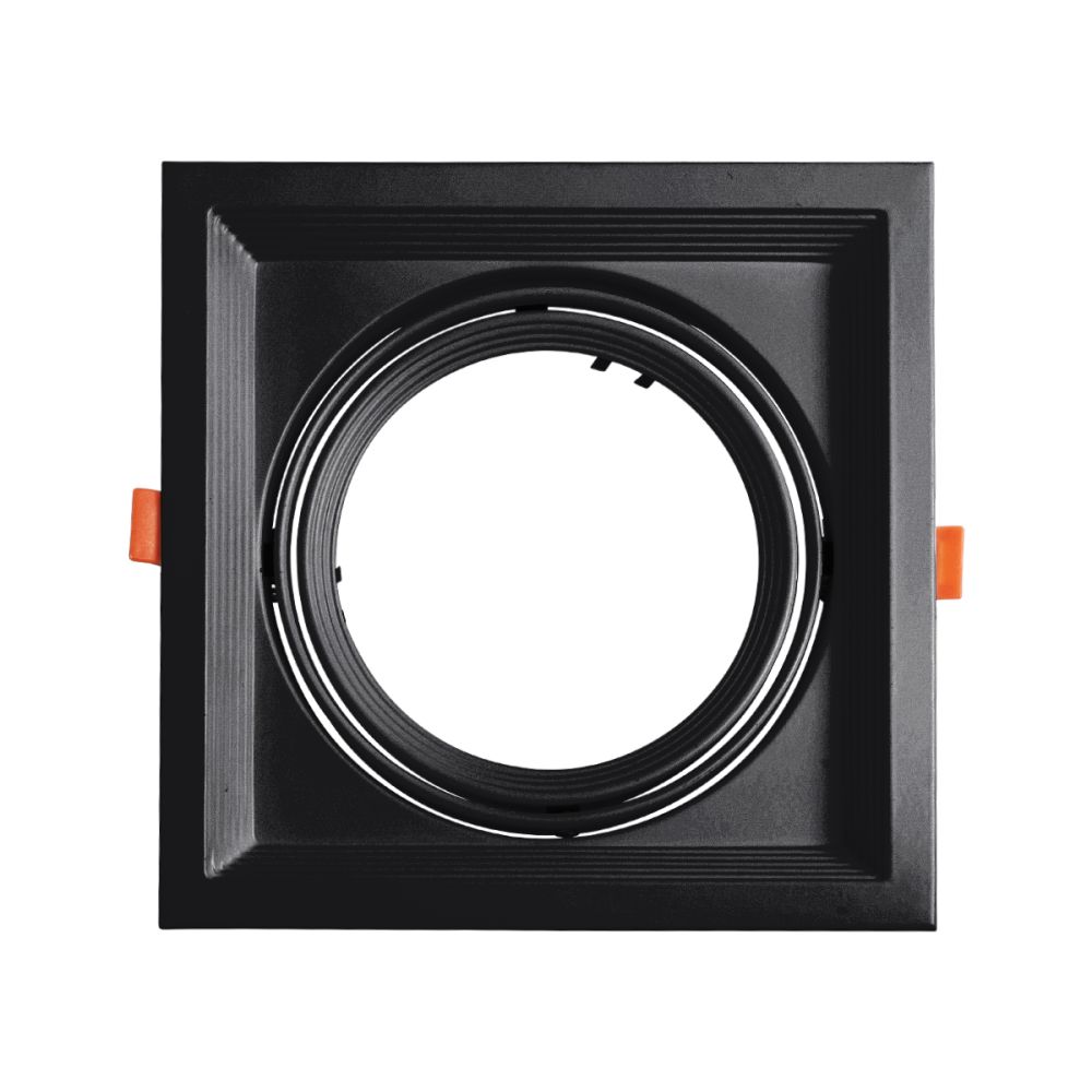 GLOBOSTAR® VITA 77853 Χωνευτή Κινούμενη Βάση για Σποτ AR111 για Ντουί GU10/GU5.3 IP20 - Μαύρο Ματ - Μ18 x Π18 x Υ4.5cm / Q17.5 x 17.5cm
