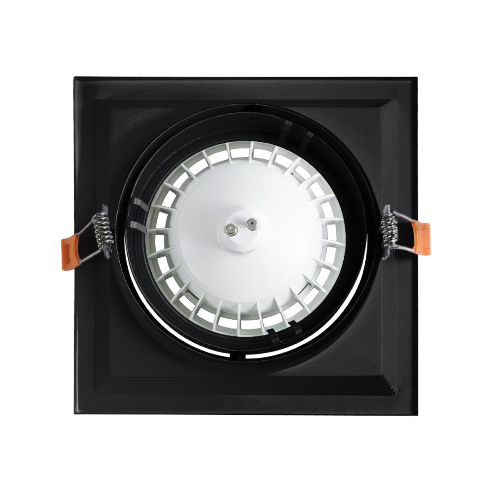 GLOBOSTAR® VITA 77853 Χωνευτή Κινούμενη Βάση για Σποτ AR111 για Ντουί GU10/GU5.3 IP20 - Μαύρο Ματ - Μ18 x Π18 x Υ4.5cm / Q17.5 x 17.5cm