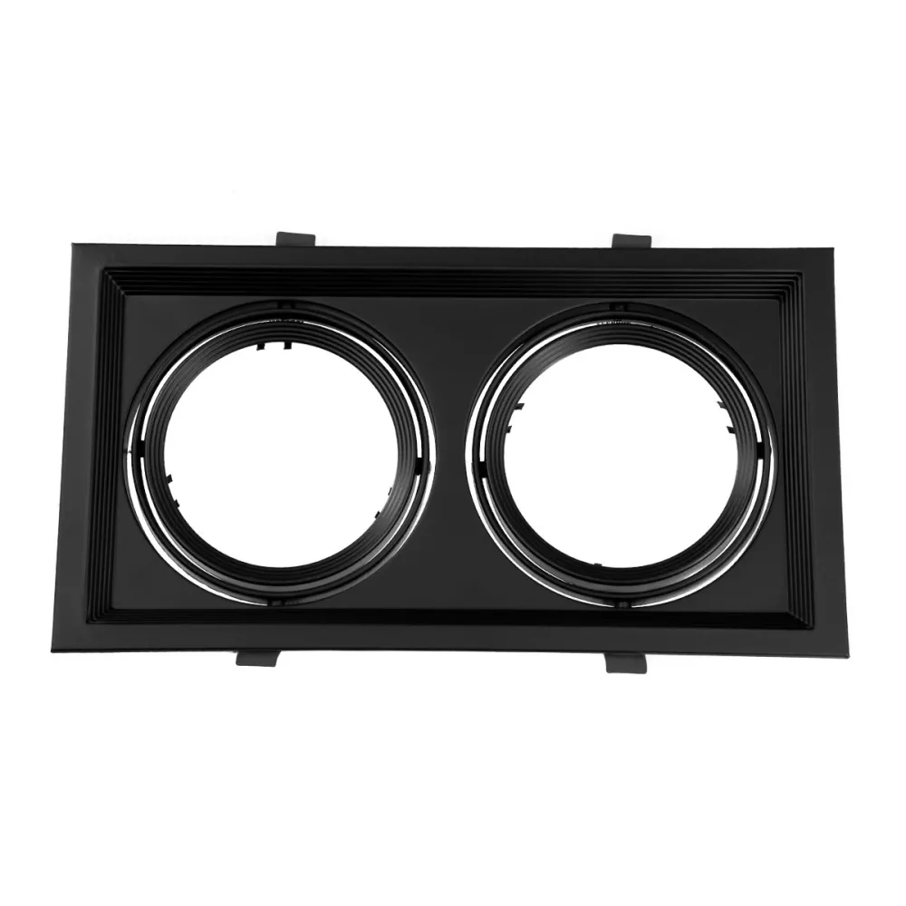 GLOBOSTAR® VITA 77855 Χωνευτή Κινούμενη Βάση για 2 x Σποτ AR111 για Ντουί GU10/GU5.3 IP20 - Μαύρο Ματ - Μ33.5 x Π18 x Υ5.5cm / Q32.5 x 17cm