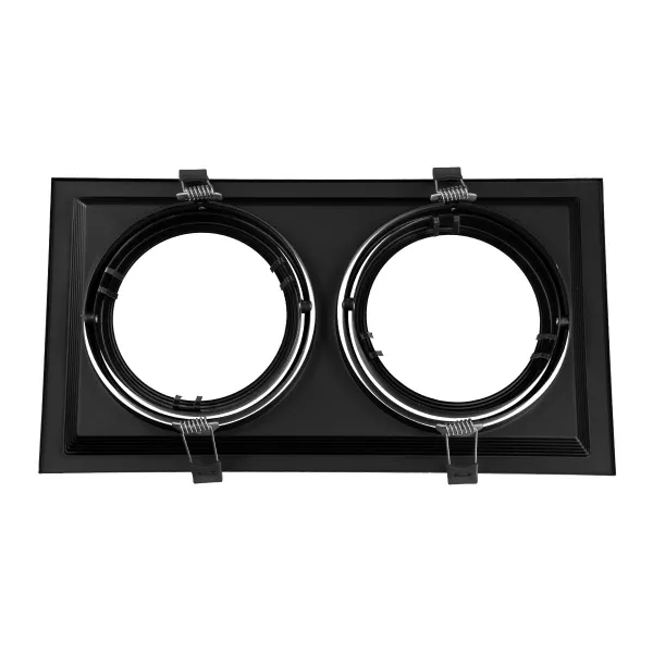 GLOBOSTAR® VITA 77855 Χωνευτή Κινούμενη Βάση για 2 x Σποτ AR111 για Ντουί GU10/GU5.3 IP20 - Μαύρο Ματ - Μ33.5 x Π18 x Υ5.5cm / Q32.5 x 17cm