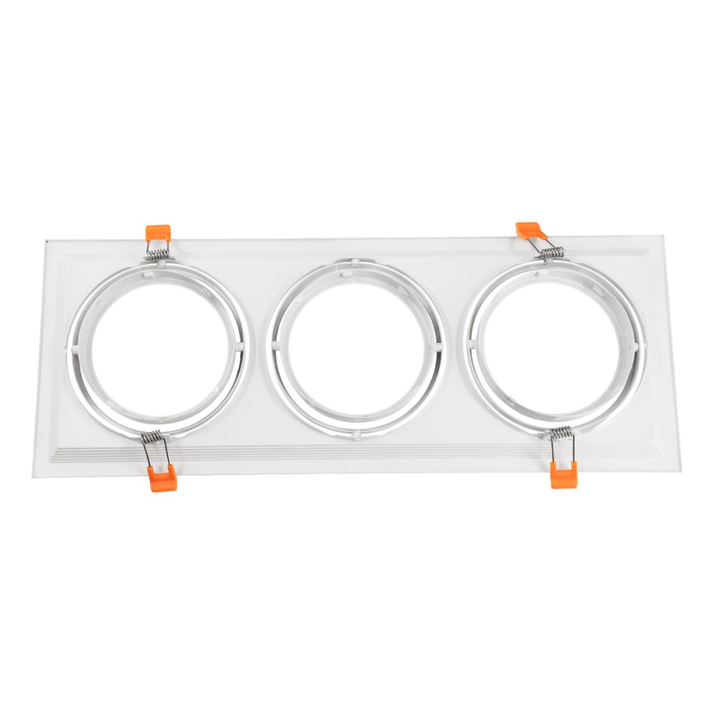 GLOBOSTAR® VITA 77856 Χωνευτή Κινούμενη Βάση για 3 x Σποτ AR111 για Ντουί GU10/GU5.3 IP20 - Λευκό - Μ48.7 x Π18 x Υ5.5cm / Q47.5 x 17cm