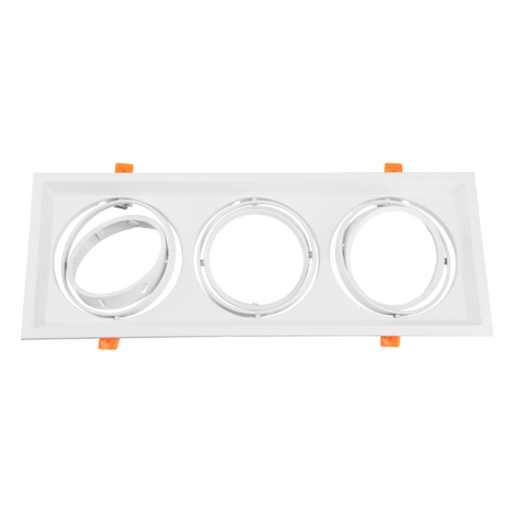 GLOBOSTAR® VITA 77856 Χωνευτή Κινούμενη Βάση για 3 x Σποτ AR111 για Ντουί GU10/GU5.3 IP20 - Λευκό - Μ48.7 x Π18 x Υ5.5cm / Q47.5 x 17cm