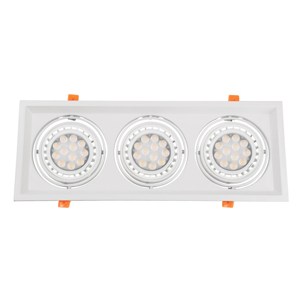GLOBOSTAR® VITA 77856 Χωνευτή Κινούμενη Βάση για 3 x Σποτ AR111 για Ντουί GU10/GU5.3 IP20 - Λευκό - Μ48.7 x Π18 x Υ5.5cm / Q47.5 x 17cm