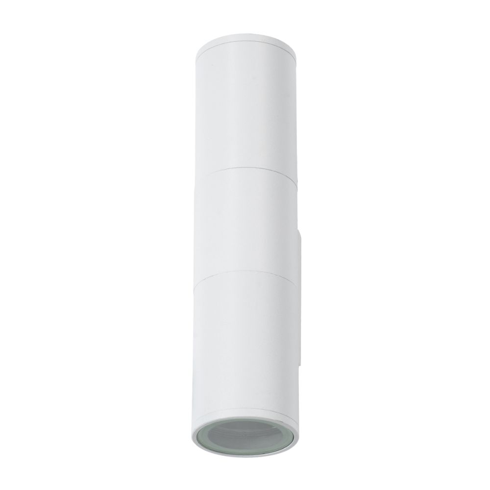 GLOBOSTAR® WALLY 77871 Μοντέρνο Φωτιστικό Τοίχου - Απλίκα με Ντουί 2 x GU10 AC 220-240V Αδιάβροχο IP65 - Λευκό Ματ - Μ6.4 x Π11 x Υ25cm