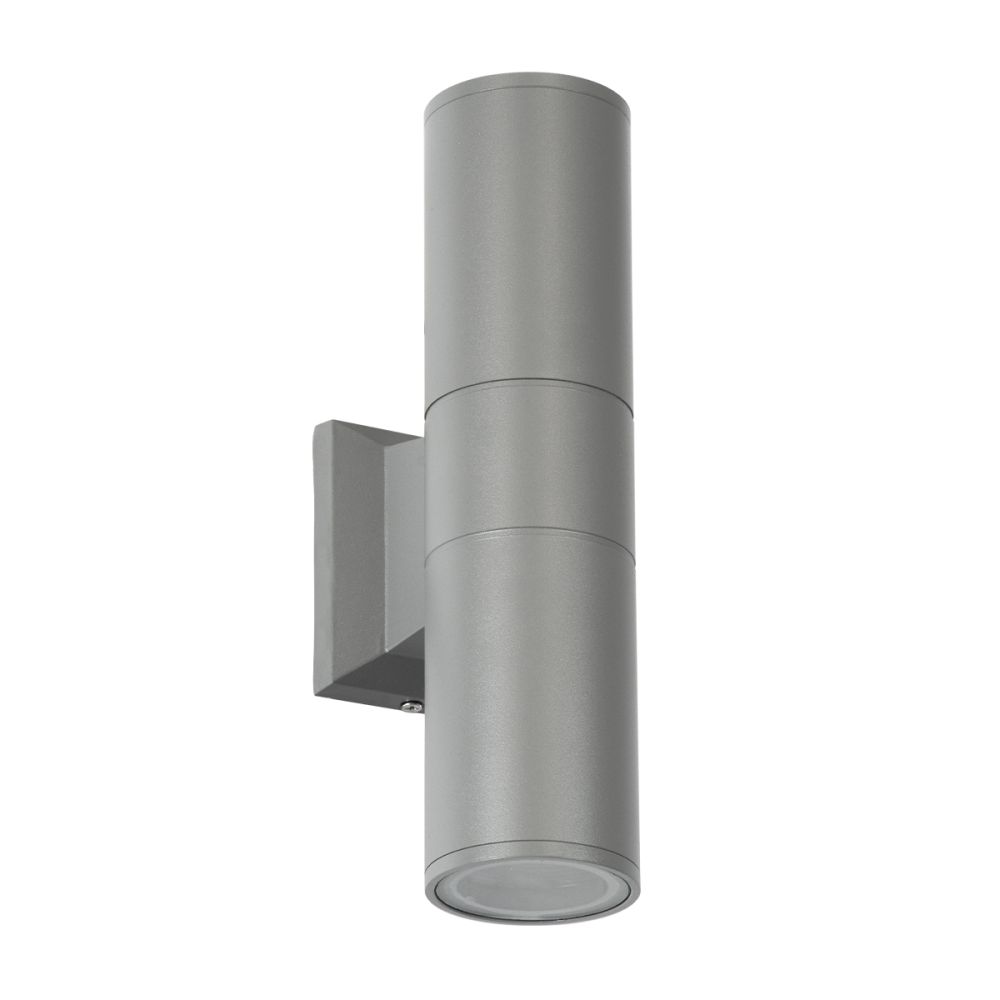 GLOBOSTAR® WALLY 77875 Μοντέρνο Φωτιστικό Τοίχου - Απλίκα με Ντουί 2 x GU10 AC 220-240V Αδιάβροχο IP65 - Γκρι Ματ - Μ6.4 x Π11 x Υ25cm