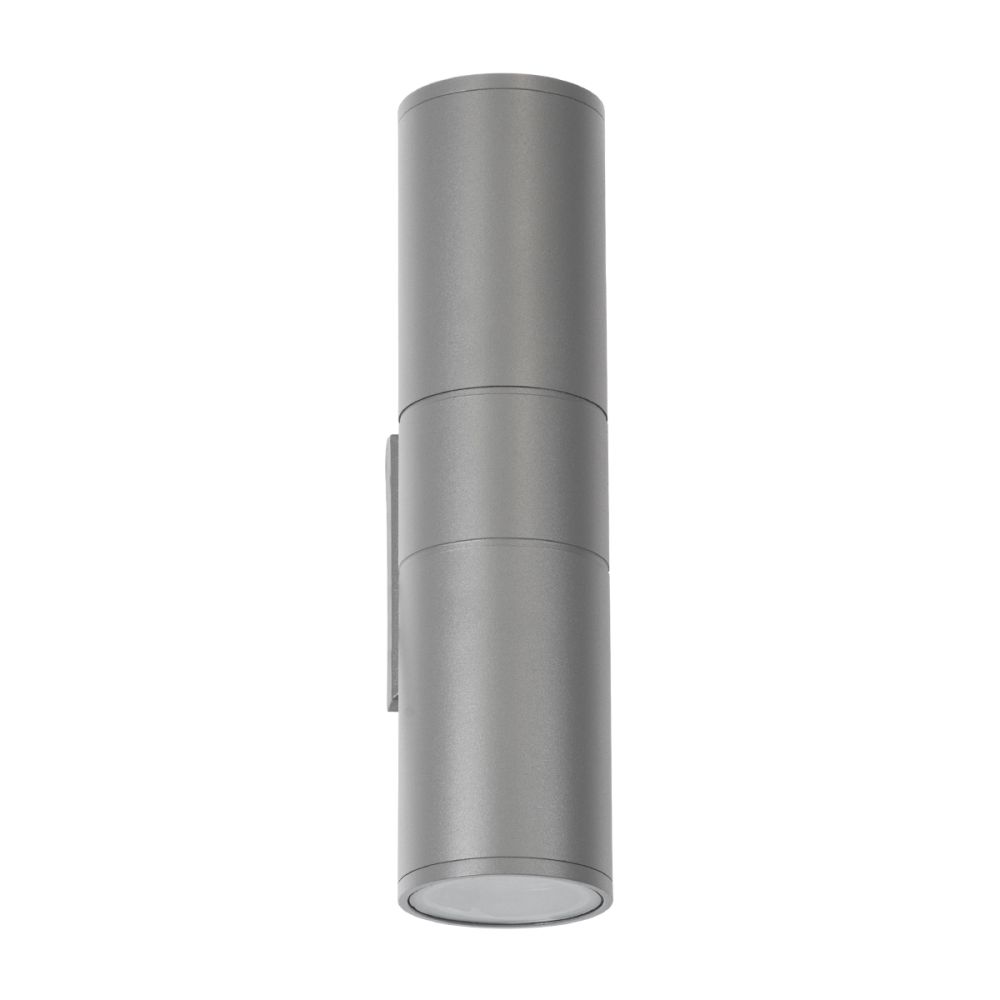 GLOBOSTAR® WALLY 77875 Μοντέρνο Φωτιστικό Τοίχου - Απλίκα με Ντουί 2 x GU10 AC 220-240V Αδιάβροχο IP65 - Γκρι Ματ - Μ6.4 x Π11 x Υ25cm