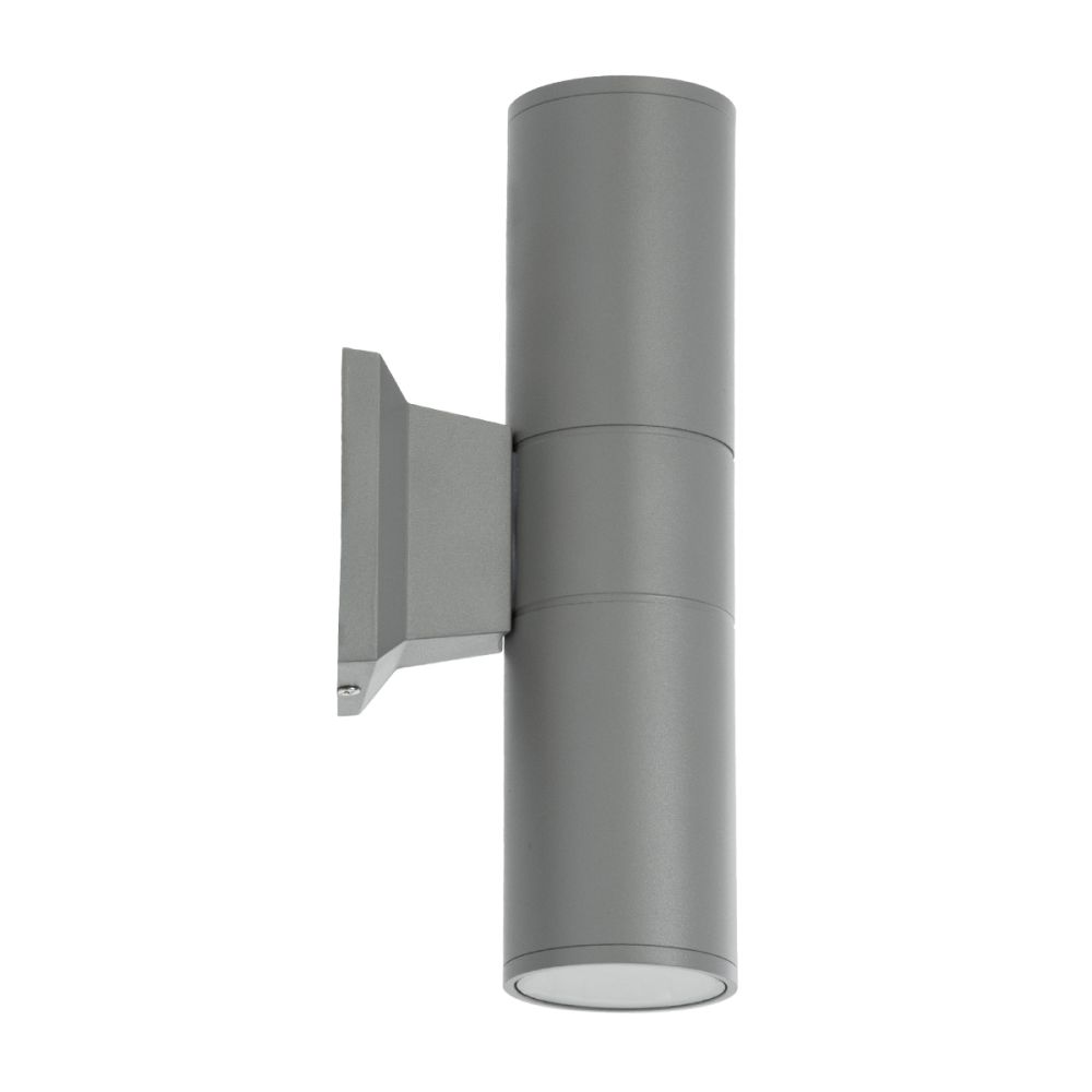 GLOBOSTAR® WALLY 77875 Μοντέρνο Φωτιστικό Τοίχου - Απλίκα με Ντουί 2 x GU10 AC 220-240V Αδιάβροχο IP65 - Γκρι Ματ - Μ6.4 x Π11 x Υ25cm