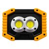 GLOBOSTAR® HELPLAMP 79037 Προβολέας Φακός Camping LED 20W 2000lm 120° DC 5V με Επαναφορτιζόμενη Μπαταρία Li-ion 3.6V 2x18650 4600mAh IP20 Ψυχρό Λευκό 6000K - Sanan COB Chip - Μαύρο & Κίτρινο - Μ11.5 x Π10 x Υ23cm - 1 Χρόνο Εγγύηση