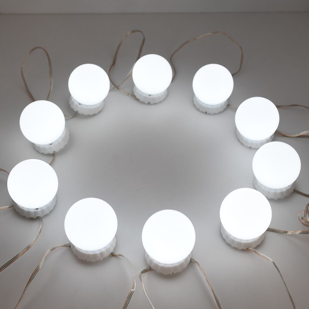 GLOBOSTAR® MIRRORPEARLS 79047 Μοντέρνο Φωτιστικό Γιρλάντα Καθρέπτη Μακιγιάζ με USB 5.0 LED 8W 800lm 260° DC 5V Αδιάβροχο IP54 Ρυθμιζόμενο Λευκό CCT με Ενσωματωμένο Χειριστήριο από 2700K έως 6000K Dimmable - Sanan SMD Chip - Λευκό - Μ200 x Π4.5 x Υ4.9cm - 