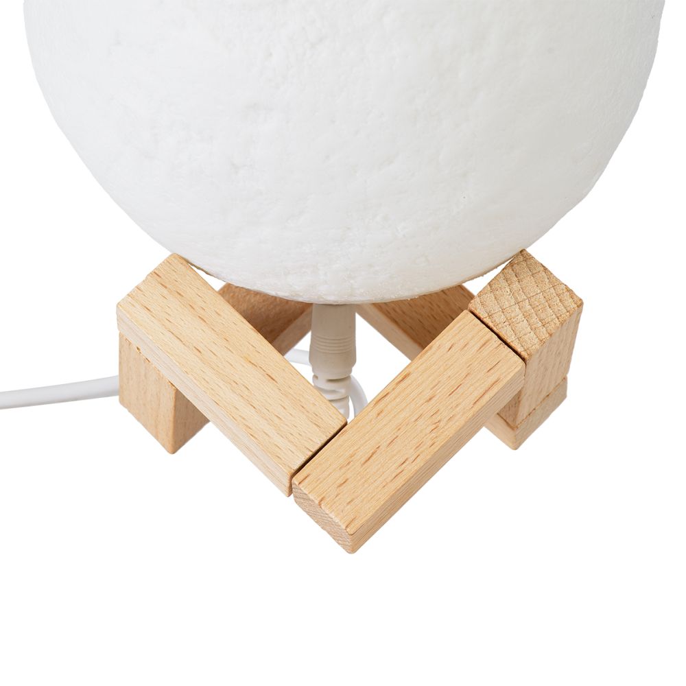 GLOBOSTAR® MOON 79606 Μοντέρνο Επιτραπέζιο Φωτιστικό Πορτατίφ LED 2W 120lm 360° Επαναφορτιζόμενο DC 5V με USB 2.0 IP20 Πολύχρωμο RGBW - Λευκό & Μπεζ - Μ12 x Π12 x Υ15cm - 2 Χρόνια Εγγύηση