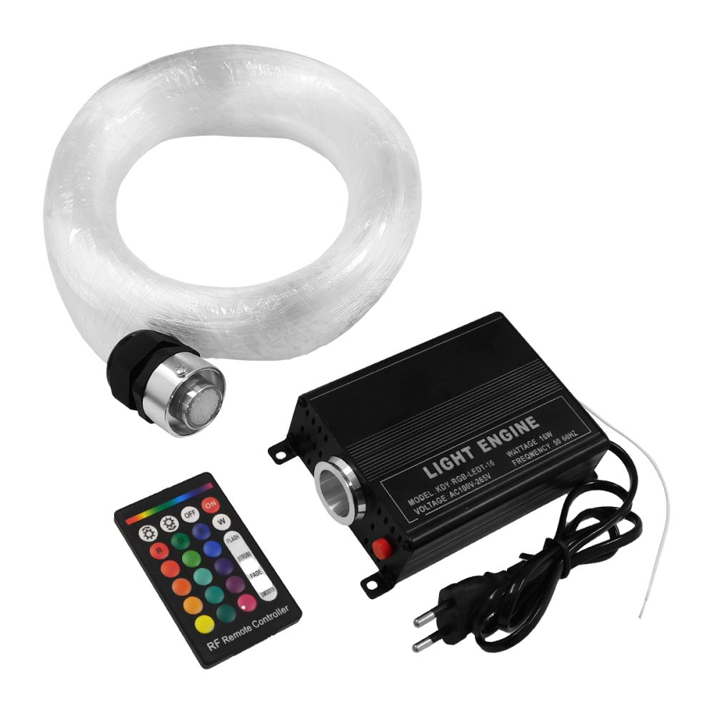 GLOBOSTAR® LUMOFIBRA 79614 Σύστημα Οπτικής Ίνας με RF Ασύρματο Χειριστήριο με 280 Οπτικές Ίνες Φ1mm Μήκους 2 Μέτρων LED 16W 1600lm 1° AC 220-240V IP20 Πολύχρωμο RGBW - Μ11.5 x Π9.5 x Υ5.5cm - 2 Χρόνια Εγγύηση