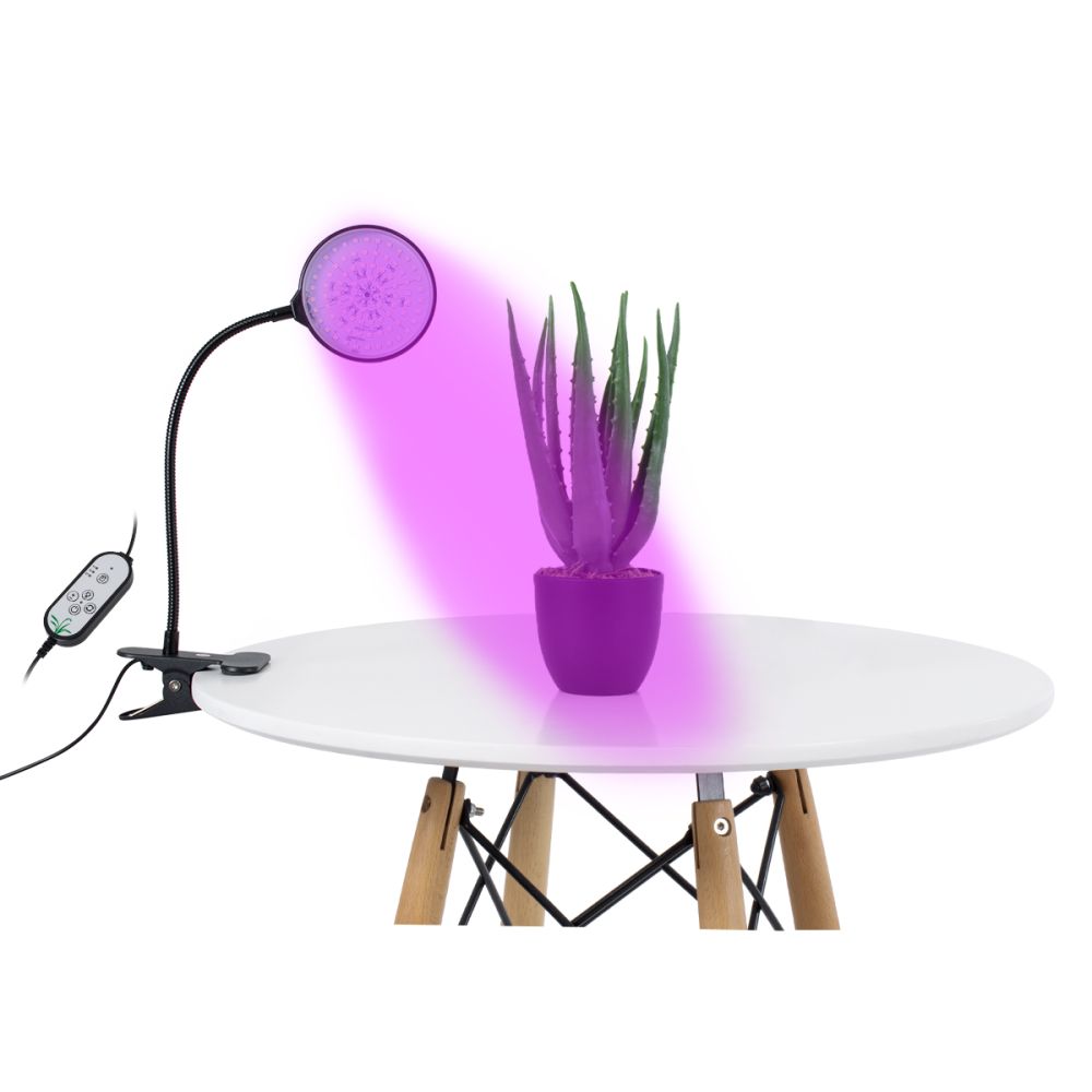 GLOBOSTAR® GROWME 79648 Φωτιστικό Ανάπτυξης Φυτών με Ενσωματωμένο Χειριστήριο LED 5W 150lm 160° DC 5V με USB 2.0 IP20 Πολύχρωμο Πλήρους Φάσματος Κόκκινο 660nm & Μπλε 450nm & UVIR 730nm Dimmable - Sanan SMD Chip - Μαύρο - Μ10 x Π20 x Υ36cm - 2 Χρόν