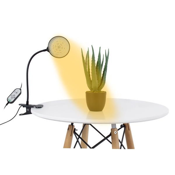 GloboStar® 79649 Grow Light Hydro Spectrum LED Φωτιστικό Ανάπτυξης Υδροπονικών Φυτών Γλάστρας με 1 Κινούμενη Κεφαλή & Βάση Clip SMD 2835 5W 160° DC 5V IP20 με Dimmer & Timer Εσωτερικού Χώρου για Κάλυψη Επιφάνειας 0.6m x 0.6m Πλήρους Φάσματος Φωτισ