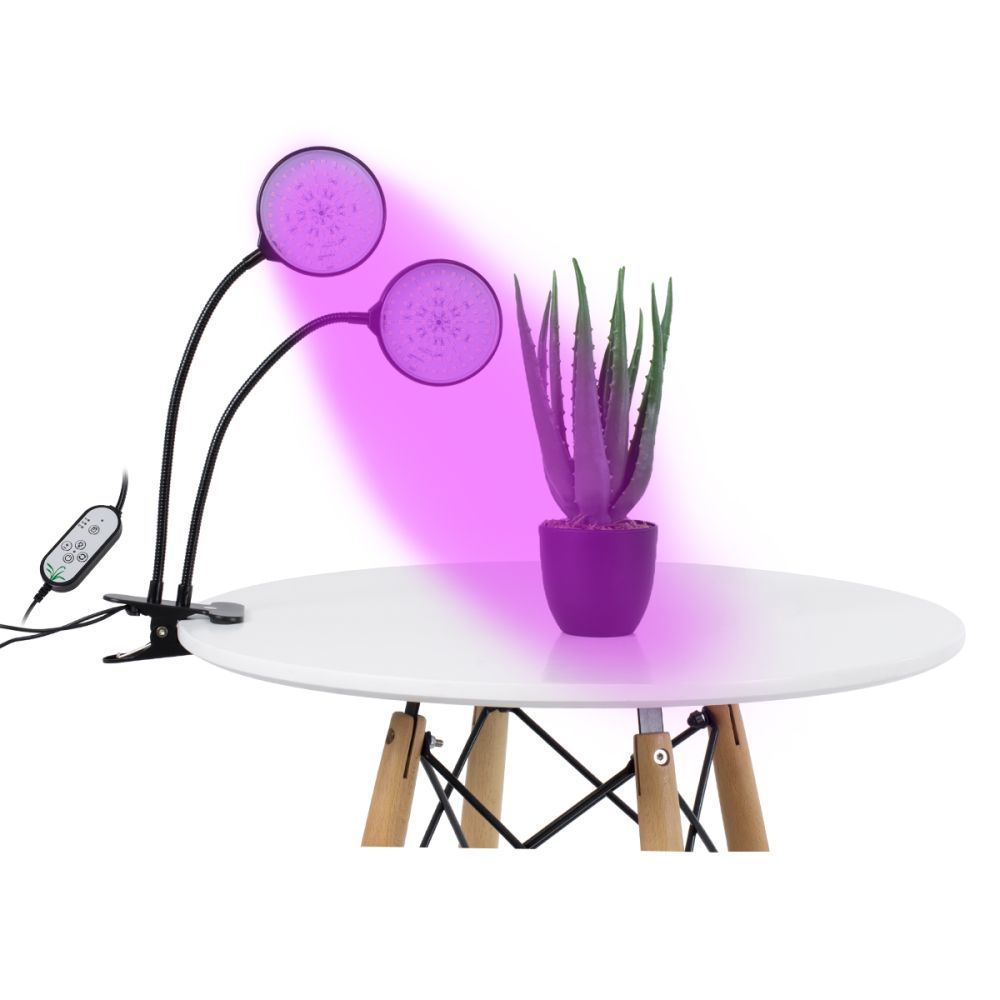 GLOBOSTAR® GROWME 79650 Φωτιστικό Ανάπτυξης Φυτών με Ενσωματωμένο Χειριστήριο LED 10W 300lm 120° DC 5V με USB 2.0 IP20 Πολύχρωμο Πλήρους Φάσματος Κόκκινο 660nm & Μπλε 450nm & UVIR 730nm Dimmable - Sanan SMD Chip - Μαύρο - Μ10 x Π30 x Υ36cm - 2 Χρό