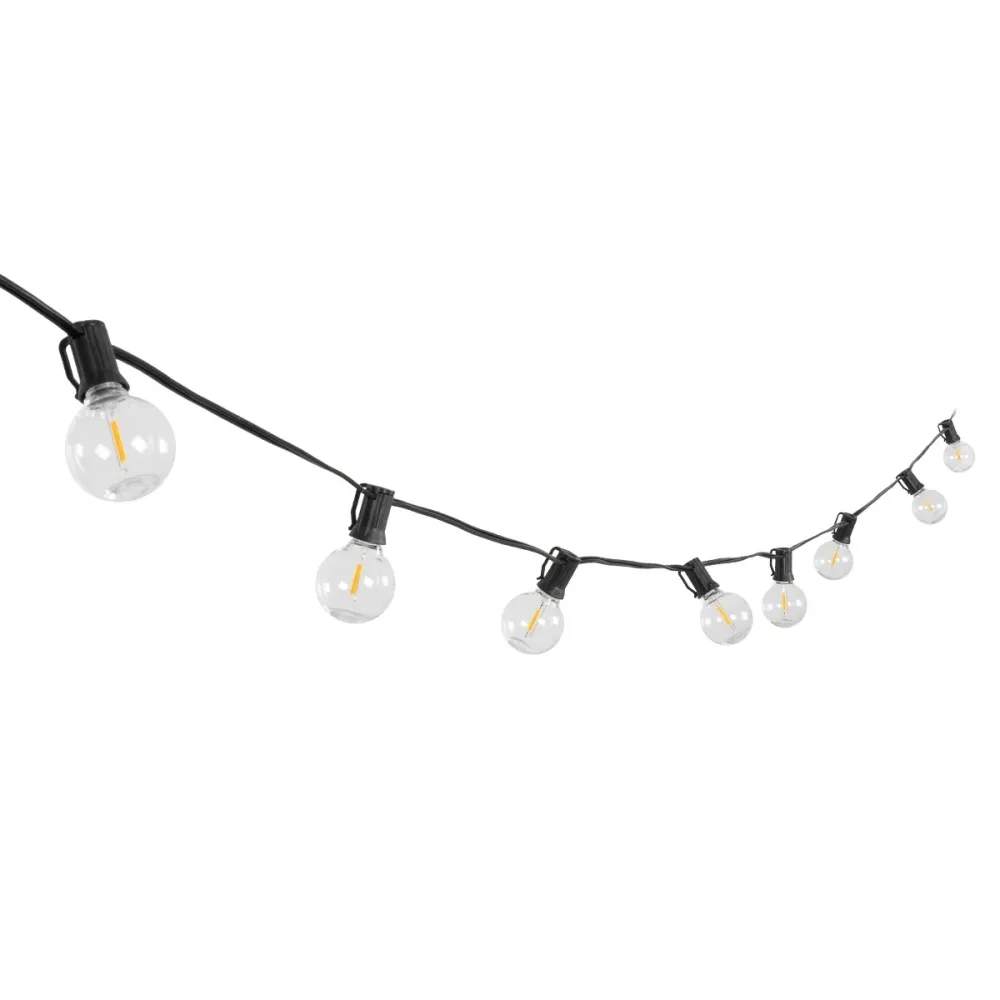 GLOBOSTAR® TWILIGHT 79669 Μοντέρνο Φωτιστικό Κήπου Γιρλάντα 14.5m με 50 Λάμπες LED 30W 2700lm 360° DC 3.6V με Φωτοβολταϊκό Panel 5.5V 5W & Επαναφορτιζόμενη Μπαταρία Li-ion 3.7V 3x18650 6600mAh Αδιάβροχο IP65 Θερμό Λευκό 2700Κ Dimmable - Sanan SMD Chip
