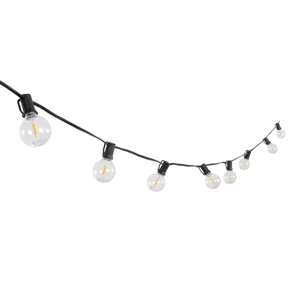GLOBOSTAR® TWILIGHT 79669 Μοντέρνο Φωτιστικό Κήπου Γιρλάντα 14.5m με 50 Λάμπες LED 30W 2700lm 360° DC 3.6V με Ενσωματωμένο Φωτοβολταϊκό Panel 5.5V 5W & Επαναφορτιζόμενη Μπαταρία Li-ion 3.7V 3x18650 6600mAh Αδιάβροχο IP65 Θερμό Λευκό 2700Κ Dimmable - S