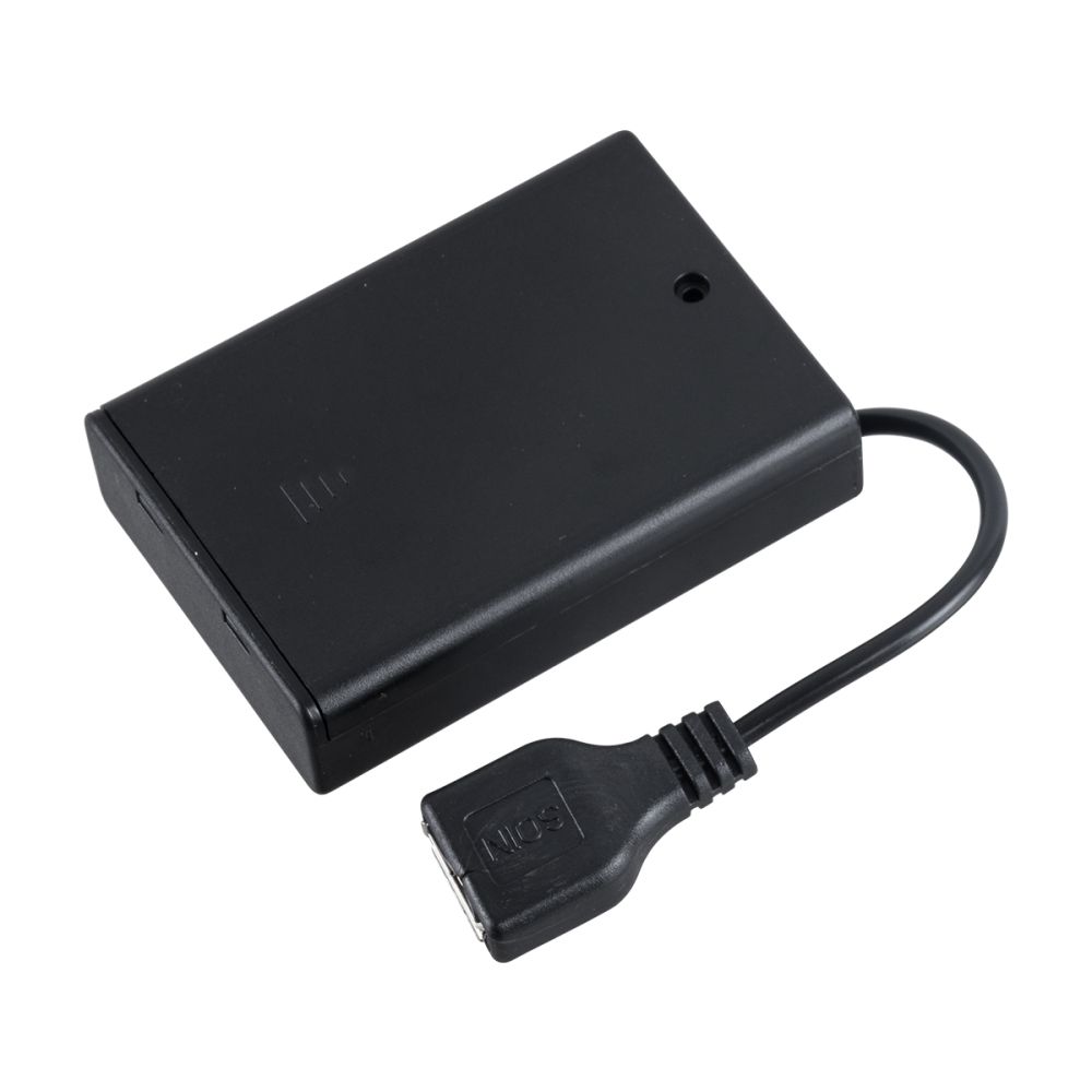 GLOBOSTAR® USBGARLAND 79791 Κουτί Τροφοδοσίας με USB & Διακόπτη On/Off για Γιρλάντες LED DC 5V με 3xAA Μπαταρίες IP44 - Μαύρο - Μ6.8 x Π4.8 x Υ1.8cm