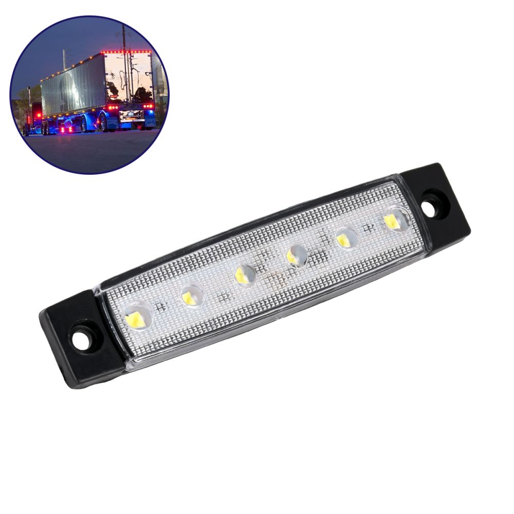 GLOBOSTAR® SIDEMARKER 79900 Φώτα Όγκου Οχημάτων LED 1.5W 150lm 120° DC 10-30V Αδιάβροχο IP66 Ψυχρό Λευκό 6000Κ - 6 x SMD2835 Sanan Chip - Μ9.5 x Π2 x Υ1.1cm - 1 Χρόνο Εγγύηση