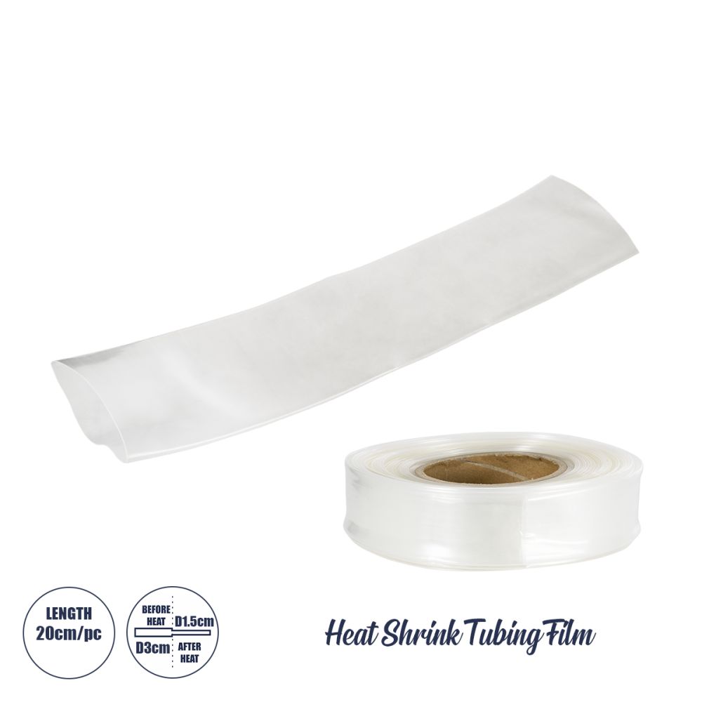 GLOBOSTAR® SHRINKTUBE 79969-1 Θερμοσυστελλόμενο Μακαρόνι Στεγανοποίησης για Neon Flex LED Αδιάβροχο IP65 - Διάφανο - Μ20 x Π3 x Υ3cm/Π1.5 x Υ1.5cm