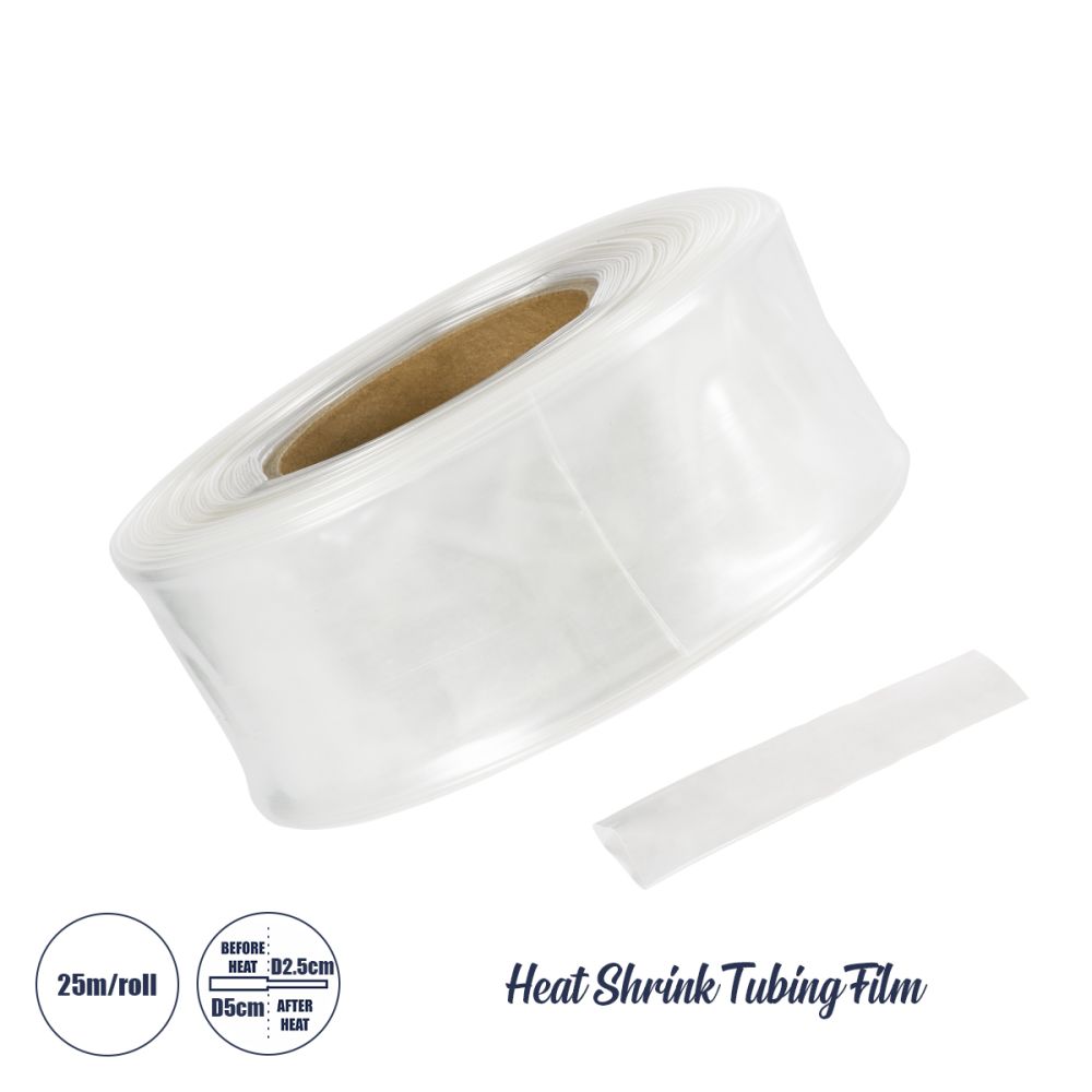 GLOBOSTAR® SHRINKTUBE 79971 Θερμοσυστελλόμενο Μακαρόνι Στεγανοποίησης για Neon Flex LED Αδιάβροχο IP65 - Διάφανο - Μ250 x Π5 x Υ5cm/Π2.5 x Υ2.5cm - Ρολό 25 Μέτρων