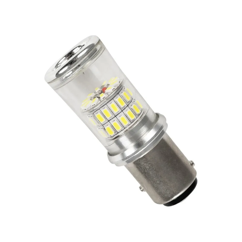 GLOBOSTAR® P21/5W-1157 81224 Λάμπα P21/5W 1157 BAY15D CANbus LED 5W 500lm 360° DC 12-24V IP20 Ψυχρό Λευκό 6000K - 48 x Epistar SMD4014 Chip - Μ2 x Π2 x Υ5cm - 1 Χρόνο Εγγύηση