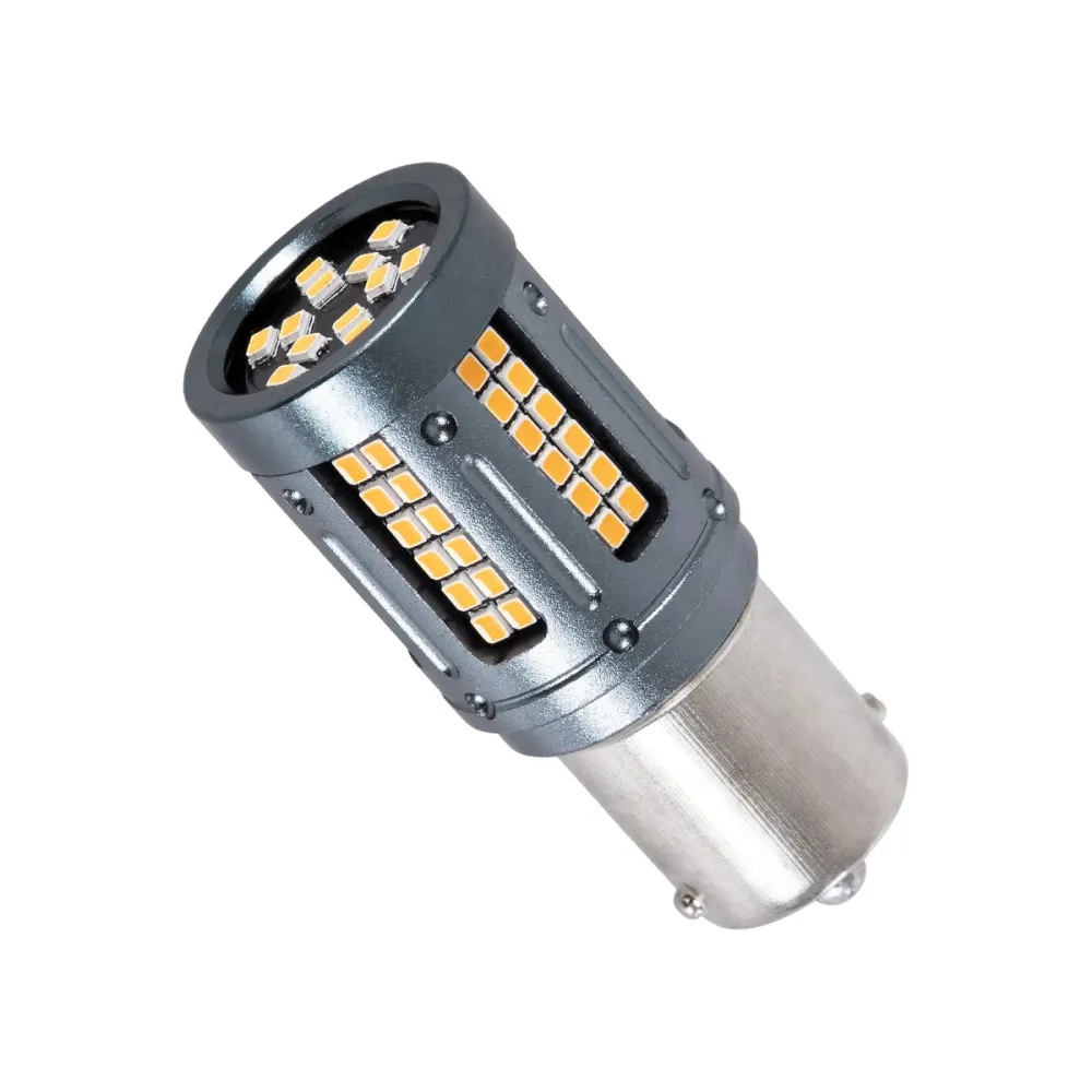 GloboStar® 1156 - BA15S - P21W 81271 Λάμπα Αυτοκινήτου & Φορτηγού LED  3rd Generation Can-Bus Extreme Truck Series 84xSMD3030 9.6W 1152lm 360° DC 24-36V IP20 Φ2 x Υ5cm Πορτοκαλί